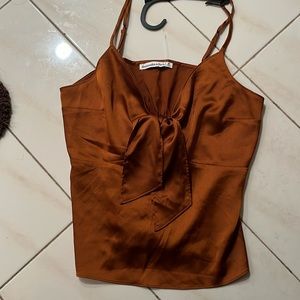 Abercrombie M satin tie front top never worn